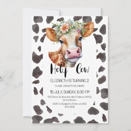 Kinder Heilige Koe Verjaardagsfeestje Boerderijdie Kaart (Voorkant)