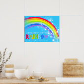 Kinder heldere regenboog droomt blauw hemel poster (Keuken)