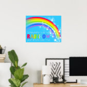 Kinder heldere regenboog droomt blauw hemel poster (Thuiskantoor)