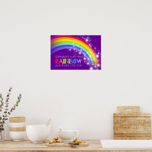 Kinder heldere regenboog droomt paars poster (Keuken)