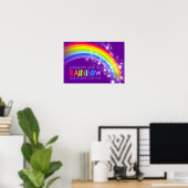 Kinder heldere regenboog droomt paars poster (Thuiskantoor)