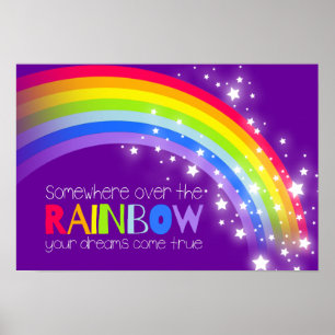 Kinder heldere regenboog droomt paars poster
