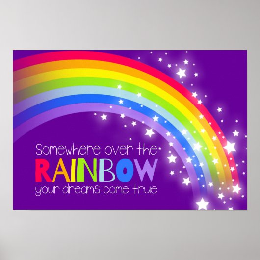 Kinder heldere regenboog droomt paars poster (Voorkant)