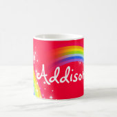 Kinder heldere regenboogrode naam mok (Center)