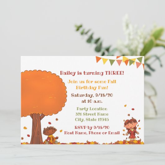 Kinder Herfst Birthday Kaart (Staand voorkant)