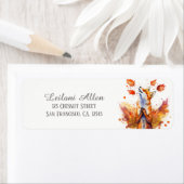 Kinder herfst Waterverf Happy Fox retour adres Etiket (Insitu)