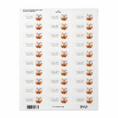 Kinder herfst Waterverf Happy Fox retour adres Etiket (Full Sheet)