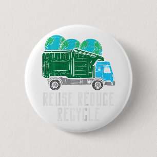 Kinder hergebruik Verminderen Recyclen Garge Truck Ronde Button 5,7 Cm