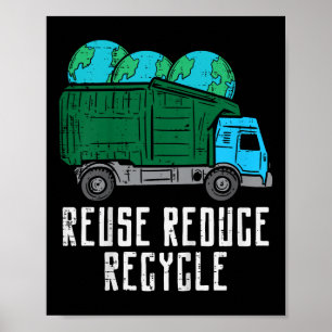 Kinder hergebruik verminderen Recyclen vuilniswage Poster