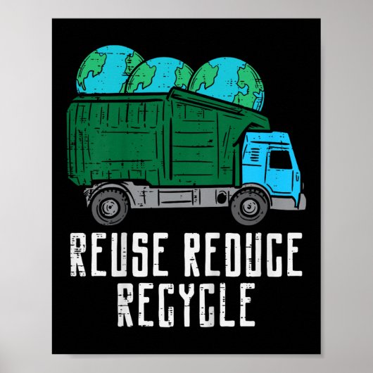 Kinder hergebruik verminderen Recyclen vuilniswage Poster (Voorkant)