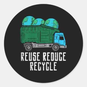 Kinder hergebruik verminderen Recyclen vuilniswage Ronde Sticker