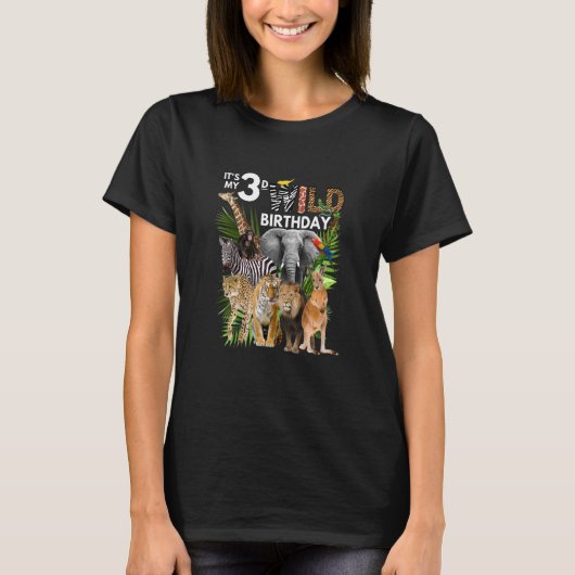 Kinder Het is mijn 3D Wild Birthday Safari Animals T-shirt (Voorkant)