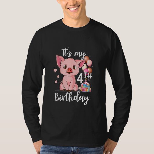Kinder Het is mijn 4e Verjaardag Leuke Varkens Voo T-shirt (Voorkant)