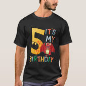 Kinder Het is mijn 5de Birthday Dragon 5 verjaarda T-shirt (Voorkant)