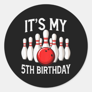 Kinder Het Is Mijn 5e Verjaardag Bowling Bowler 5  Ronde Sticker