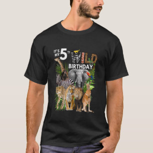 Kinder Het is mijn 5e wilde verjaardagssafari Dier T-shirt