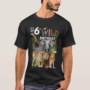 Kinder Het is mijn 6e wilde verjaardagssafari Dier T-shirt