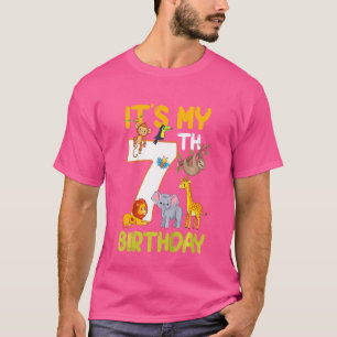 Kinder Het is mijn 7e verjaardag dierentuin Oerwou T-shirt