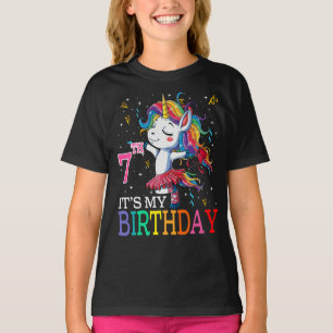 Kinder Het is mijn 7e verjaardag Unicorn 7-jarige  T-shirt