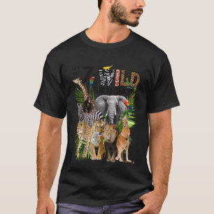 Kinder Het is mijn 7e Wilde Verjaardagssafari Dier T-shirt