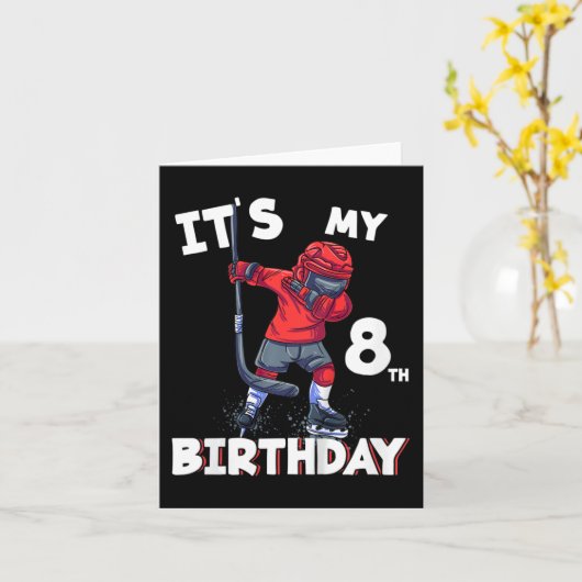 Kinder Het is mijn 8e Verjaardag 8 Jaar Oud IJshoc Kaart (Gele Bloem)