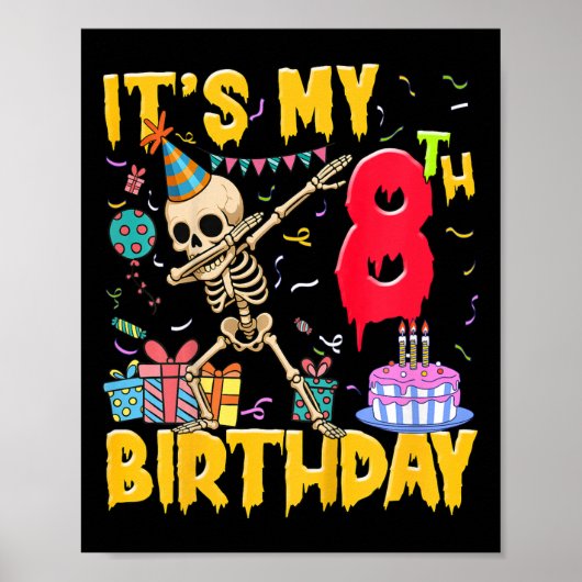 Kinder Het is Mijn 8e Verjaardagsfeest Halloween S Poster (Voorkant)