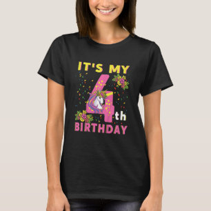 Kinder Het is mijn vierde geboortedag Unicorn Kind T-shirt