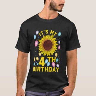 Kinder Het is mijn vierde zonnedag 4 jaar oud Bi T-shirt