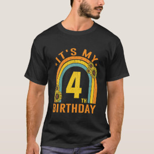 Kinder Het is mijn vierde zonnedag 4 jaar oud Bi T-shirt