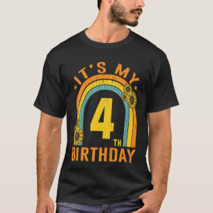 Kinder Het is mijn vierde zonnedag 4 jaar oud Bi T-shirt