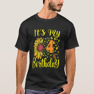Kinder Het is mijn vierde zonnedag 4 jaar oud Bi T-shirt
