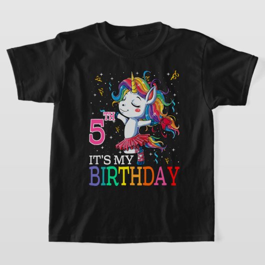 Kinder Het is mijn vijfde verjaardag Unicorn 5 jaa T-shirt (Laagn)