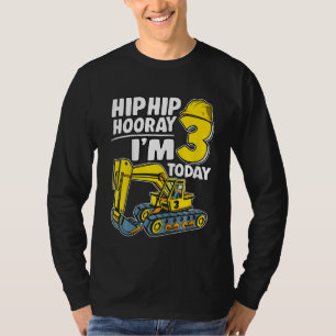 Kinder Heup Hooray Ik ben vandaag 3 jaar graaf T-shirt