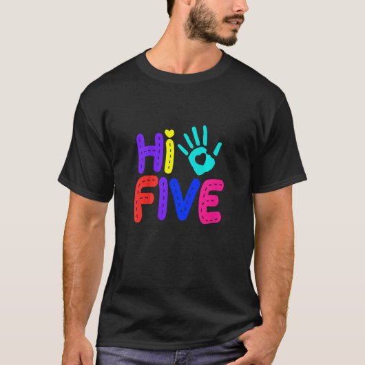 Kinder High Five 5th Birthday Boy 5 jaar oud bday T-shirt (Voorkant)