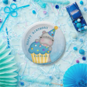 Kinder Hippo Birthday Cupcake Sprinkles Gepersonal Papieren Bordje (Feest)