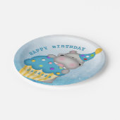 Kinder Hippo Birthday Cupcake Sprinkles Gepersonal Papieren Bordje (Gekanteld)