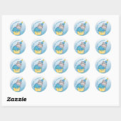 Kinder Hippo Birthday Cupcake Sprinkles Gepersonal Ronde Sticker (Vel)