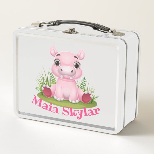 Kinder Hippo Gepersonaliseerd Lunchbox (Voorkant)
