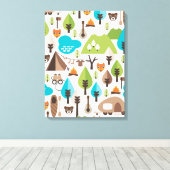 Kinder home deco vos en beer canvas (Insitu (Houten vloer))