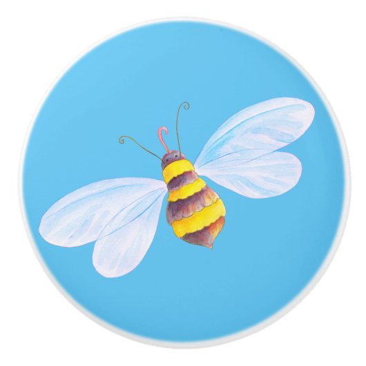 Kinder hommel met stommelinsecten, deurknop keramische knop (Voorkant)