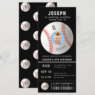 Kinder honkbal Aangepaste foto Sport Ticket Uitnod