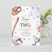 Kinder honkbal uitnodiging voor 2e verjaardagsfees (Staand voorkant)