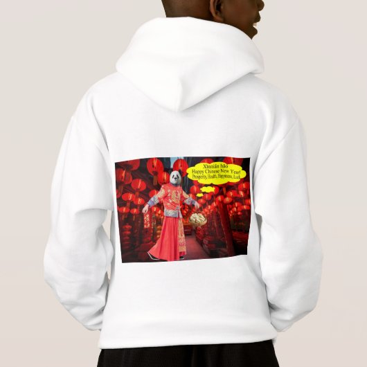 kinder hoodie. Gelukkig Chinees Nieuwjaar. panda./ (Achterkant)