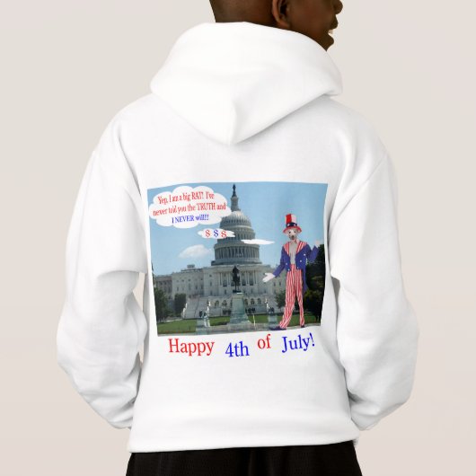 kinder hoodie. Gelukkige 4e. rat/unclesam (Achterkant)