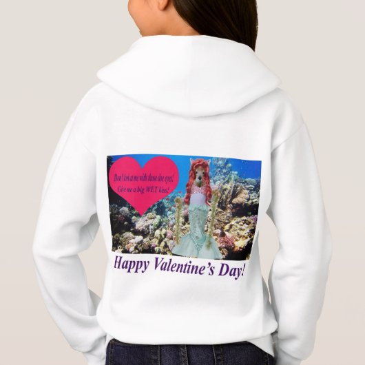kinder hoodie. Gelukkige Valentijnsdag. doe/zeemee (Achterkant)