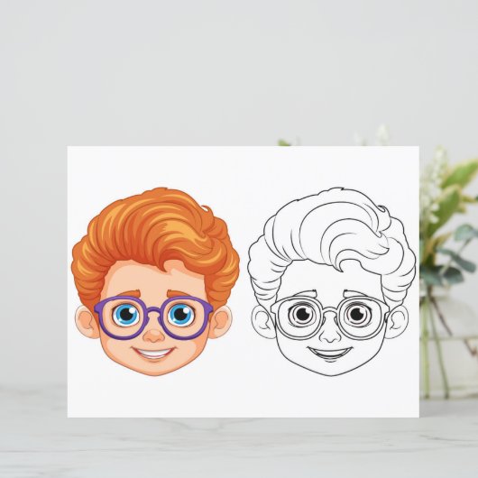 Kinder hoofd kleurplaat (Staand voorkant)