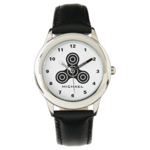 Kinder horloge zwart Fidget Spinner Design