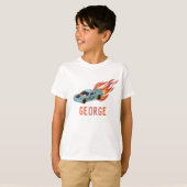 Kinder Hot Blue Racing Car T-shirt (Voorkant volledig)