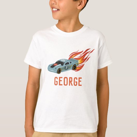 Kinder Hot Blue Racing Car T-shirt (Voorkant)