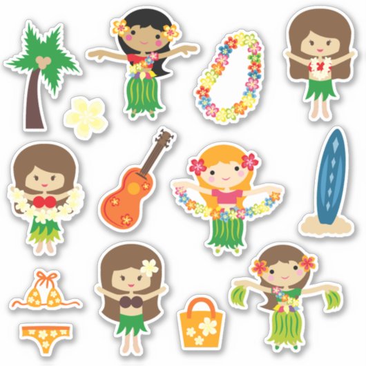Kinder Hula Girls Sticker (Voorkant)